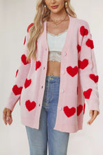 Load image into Gallery viewer, V Neck Heart Cardigan Mid Length Button Front Knit N5A889