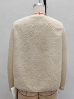 Load image into Gallery viewer, Sleeveless Cardigan Vest Beige Polyester Filled Knit N5A764