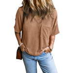 Load image into Gallery viewer, Twisted Rib V-Neck Relaxed T-Shirt Women N6B057