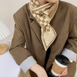 Load image into Gallery viewer, Houndstooth Knit Narrow Scarf with Small Ears N6H307
