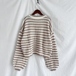 Load image into Gallery viewer, Retro Stripe Knit Top Loose Fit Round Neck Sweater N5A837