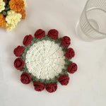 Load image into Gallery viewer, Handmade Rose Bouquet Coaster Crochet Cotton Round N6G049