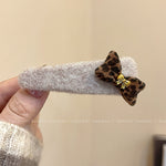 Load image into Gallery viewer, Velvet Leopard Hair Clip Women Bow Design S5P763