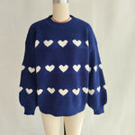 Load image into Gallery viewer, Color Block Heart Knit Sweater Women Round Neck N5A857