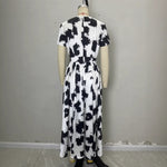 Load image into Gallery viewer, Black White Abstract Print Maxi Dress Women N5A898