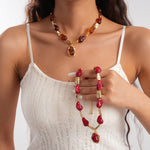 Load image into Gallery viewer, Womens Vintage Color Block Pea Beaded Acrylic Necklace N6K189