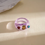 Load image into Gallery viewer, Dopamine Zircon Resin Ombré Geometric Ring Women N6H099