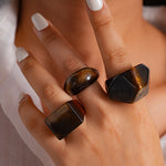 Load image into Gallery viewer, Vintage Resin Ombré Square Geometric Ring Set 3-Piece N6H094