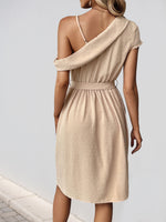 Load image into Gallery viewer, Asymmetric Off-Shoulder Jacquard Midi Dress Women N6B053