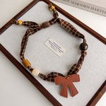 Load image into Gallery viewer, Womens Brown Leopard Print Beaded Scarf Necklace N6K279