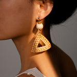Load image into Gallery viewer, Bamboo Weave Resin Hoops Steel Rhodium Plated S5P252