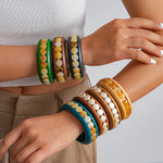 Load image into Gallery viewer, Wood and Marbled Acrylic Beaded Bracelet N6K141