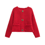 Load image into Gallery viewer, Round Neck Long Sleeve Knit Cardigan Women N5A575