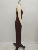 Load image into Gallery viewer, Brown Spag Off Shoulder Wide Leg Set Women Two Piece N5A944