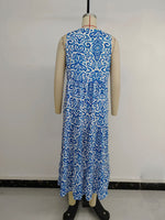 Load image into Gallery viewer, V-neck Abstract Print Sleeveless Dress Women N6B054
