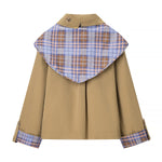 Load image into Gallery viewer, Autumn Reversible Plaid Notch Collar Scarf Jacket N5A678