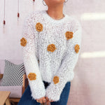 Load image into Gallery viewer, Gradient 3D Floral Knit Sweater Women Round Neck N5A856