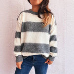 Load image into Gallery viewer, Color Block Stripe Pullover Round Neck Loose Fit N5A833
