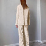 Load image into Gallery viewer, Beige Brushed Fleece Pajama Set Women N5A825