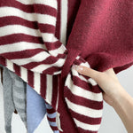 Load image into Gallery viewer, Triangle Wool Blend Shawl Cape Stripe Patchwork N6H308