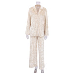 Load image into Gallery viewer, Beige Brushed Fleece Pajama Set Women N5A825