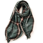 Load image into Gallery viewer, Striped Plaid Faux Cashmere Wrap with Fringe M5A233