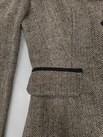 Load image into Gallery viewer, Brown Houndstooth Blazer Elegant Flower Brooch Jacket N5A907