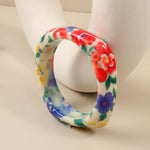 Load image into Gallery viewer, Bohemian Resin Bangle Vintage Floral Pattern Cuff N6F272