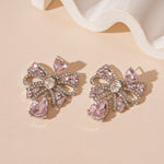 Load image into Gallery viewer, Bow Teardrop Earrings Alloy Prong-Set Crystals Silver S5P131