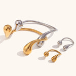 Load image into Gallery viewer, Teardrop Ring Bangle Steel Plated Open Adjustable S5P120