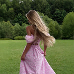 Load image into Gallery viewer, Elegant Off Shoulder Floral Maxi Slit Dress N6A091