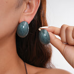 Load image into Gallery viewer, Womens Vintage Marbled Oval Alloy Stud Earrings N6K156
