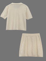 Load image into Gallery viewer, Crochet Knit Cardigan Skirt Set Women N6D135