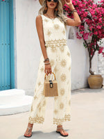 Load image into Gallery viewer, Button-Front Print Vest and Wide Leg Pants Set N6C250