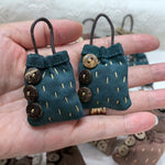 Load image into Gallery viewer, Rustic Woven Cotton Hand Stitch Mini Bag Charm Pin N6G018