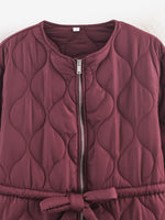 Load image into Gallery viewer, Round Neck Long Sleeve Tie Waist Coat Women N5A746