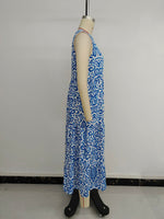 Load image into Gallery viewer, V-neck Abstract Print Sleeveless Dress Women N6B054