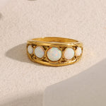 Load image into Gallery viewer, Opal French Ring Steel 18K Gold Vintage Luxury S5P021