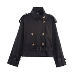 Load image into Gallery viewer, Short Trench Coat Belted Lapel Jacket Buckle Detail N6A148