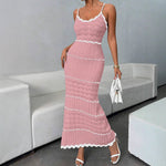 Load image into Gallery viewer, Long Spaghetti Strap Color Block Vacation Dress Women N6A054