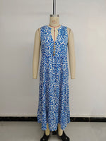 Load image into Gallery viewer, V-neck Abstract Print Sleeveless Dress Women N6B054