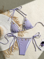 Load image into Gallery viewer, Sexy Triangle Cup Halter Tie Bikini Swimsuit Women N6A067