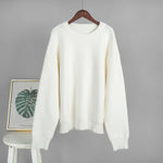 Load image into Gallery viewer, Pure White Round Neck Knit Sweater Women N5A538