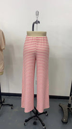 Load image into Gallery viewer, Casual Stripe Solid Elastic Waist Pants Women N5A730