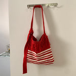 Load image into Gallery viewer, Striped Color Block Fringe Knit Crossbody Tote Bag N6C055