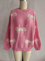 Load image into Gallery viewer, Bow Color Block Sweater Women Sweet Knit Round Neck N5A862