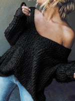 Load image into Gallery viewer, Deep V Neck Lace Knit Sweater Long Sleeve Women N6B035