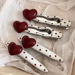 Load image into Gallery viewer, Red Heart Cherry Polka Dot Hair Clip Women S5P912