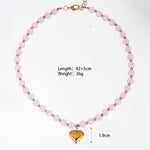 Load image into Gallery viewer, Heart Lucite Beaded Braided Necklace Stainless Steel N6E120