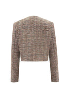 Load image into Gallery viewer, Tweed Blazer Women Orange Short Cropped Jacket N5A777